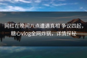 网红在晚间八点遭遇真相 争议四起，糖心vlog全网炸锅，详情探秘