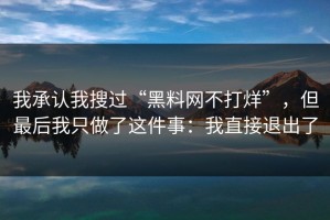 我承认我搜过“黑料网不打烊”，但最后我只做了这件事：我直接退出了