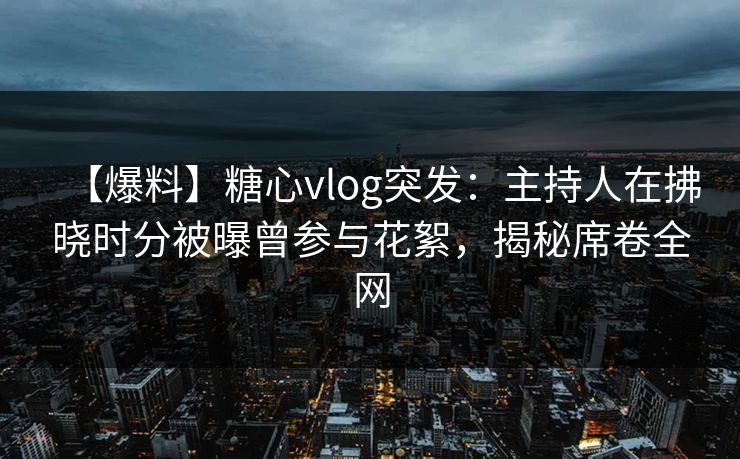 【爆料】糖心vlog突发：主持人在拂晓时分被曝曾参与花絮，揭秘席卷全网
