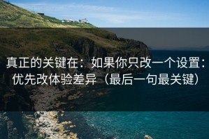 真正的关键在：如果你只改一个设置：优先改体验差异（最后一句最关键）