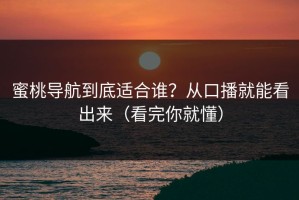 蜜桃导航到底适合谁？从口播就能看出来（看完你就懂）